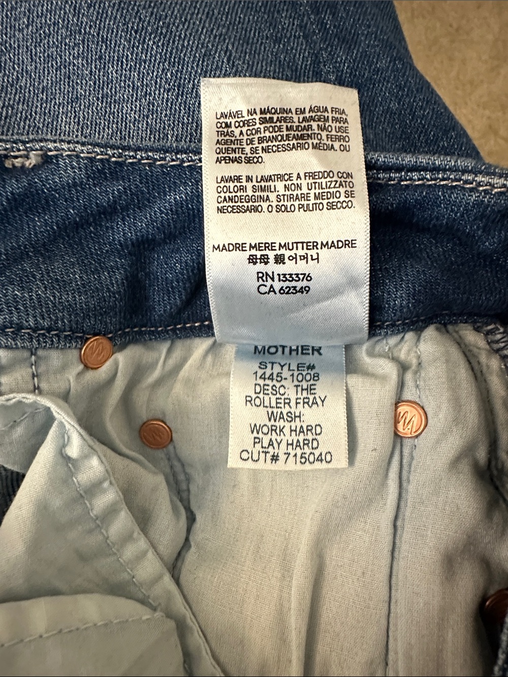 MOTHER The Roller Fray Wide Leg Jeans – Work Hard Play Hard – Size 25 - Picture 7 of 10